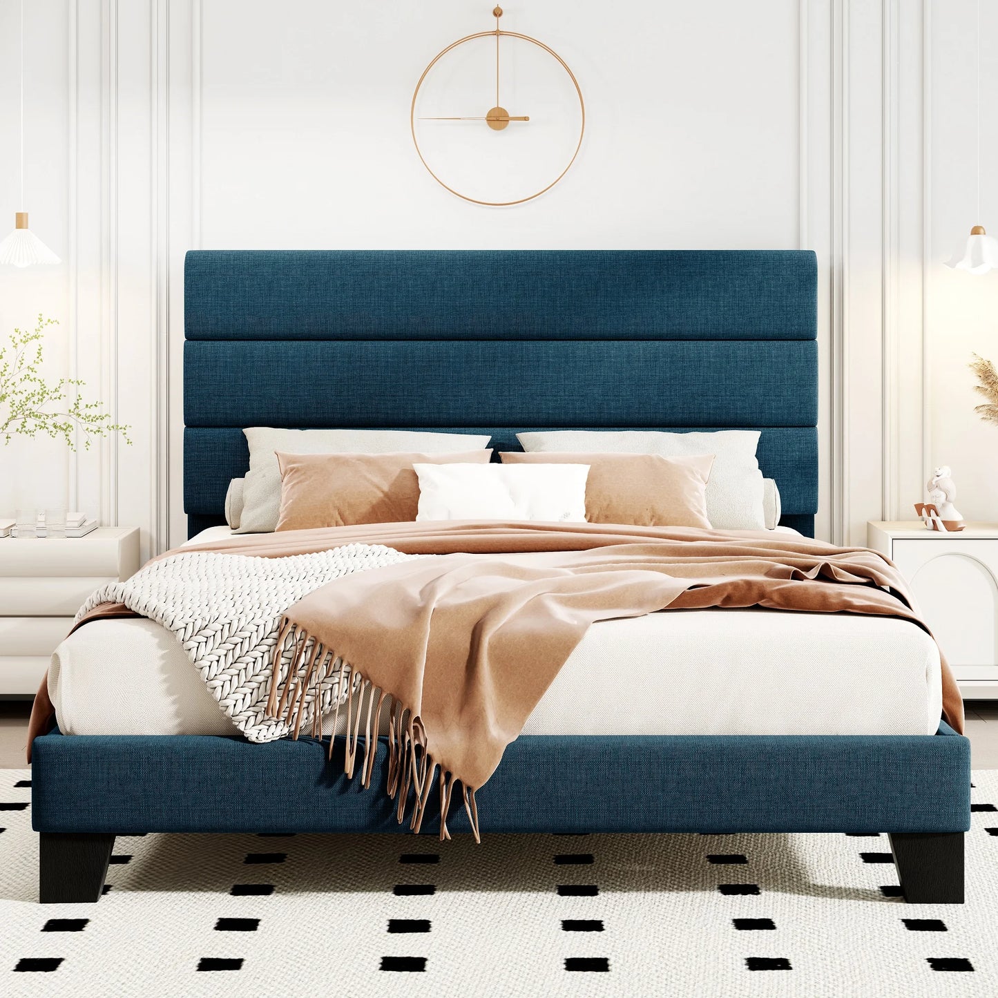 Contemporary Fabric Platform Bed