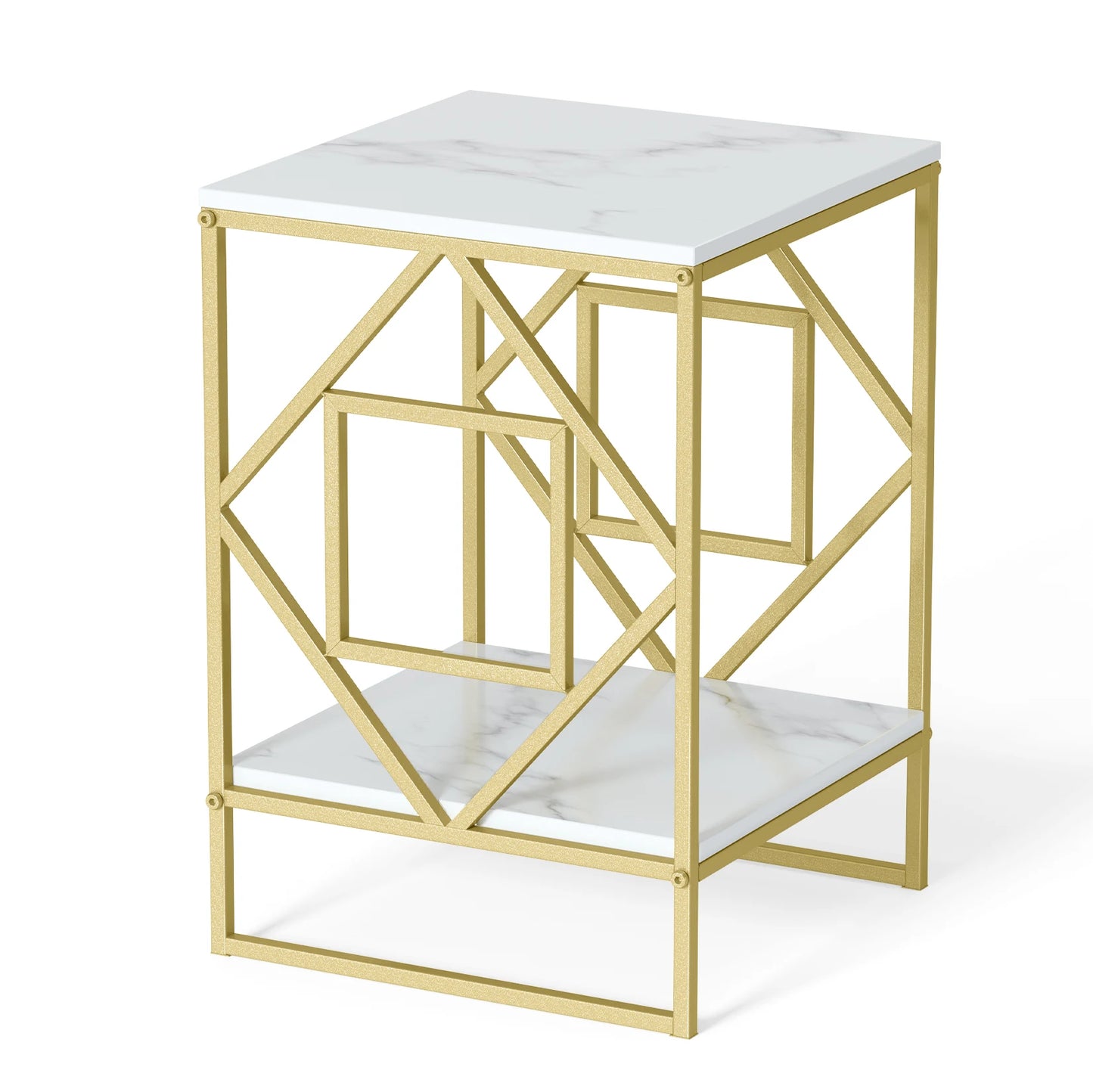 Luxury Marble Gold Frame Side End Table
