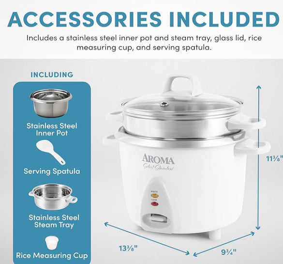 Aroma® 14-Cups Non-Stick Rice Cooker with Steamer