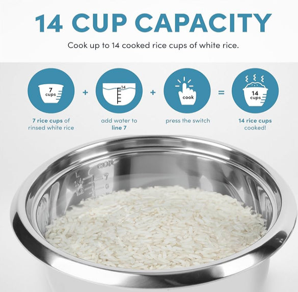 Aroma® 14-Cups Non-Stick Rice Cooker with Steamer