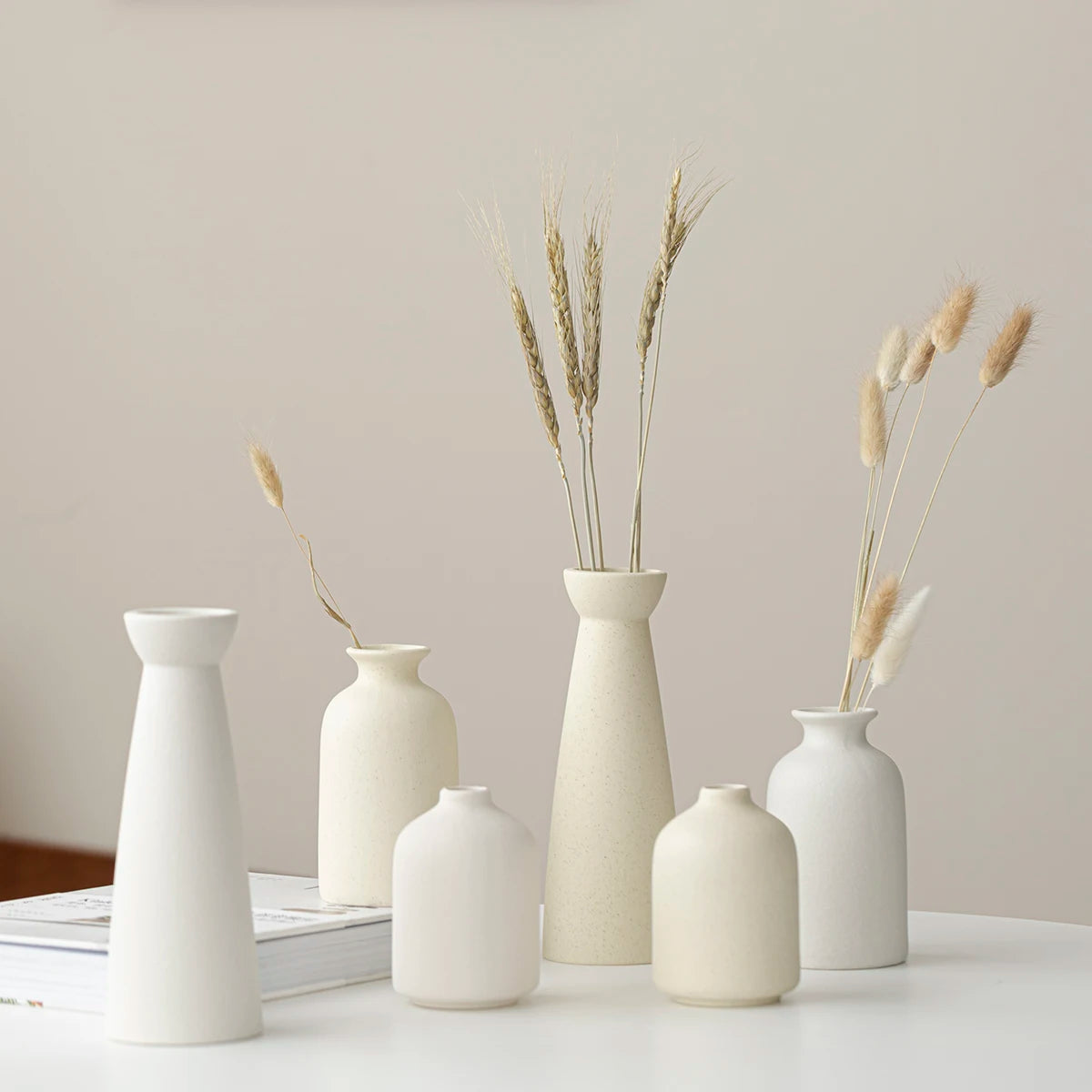 Modern Minimalist Boho Farmhouse Ceramic Vase, Set of 3