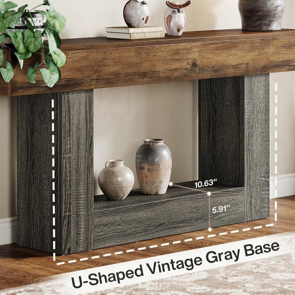 Vintage Farmhouse U-Shaped Base Console Table