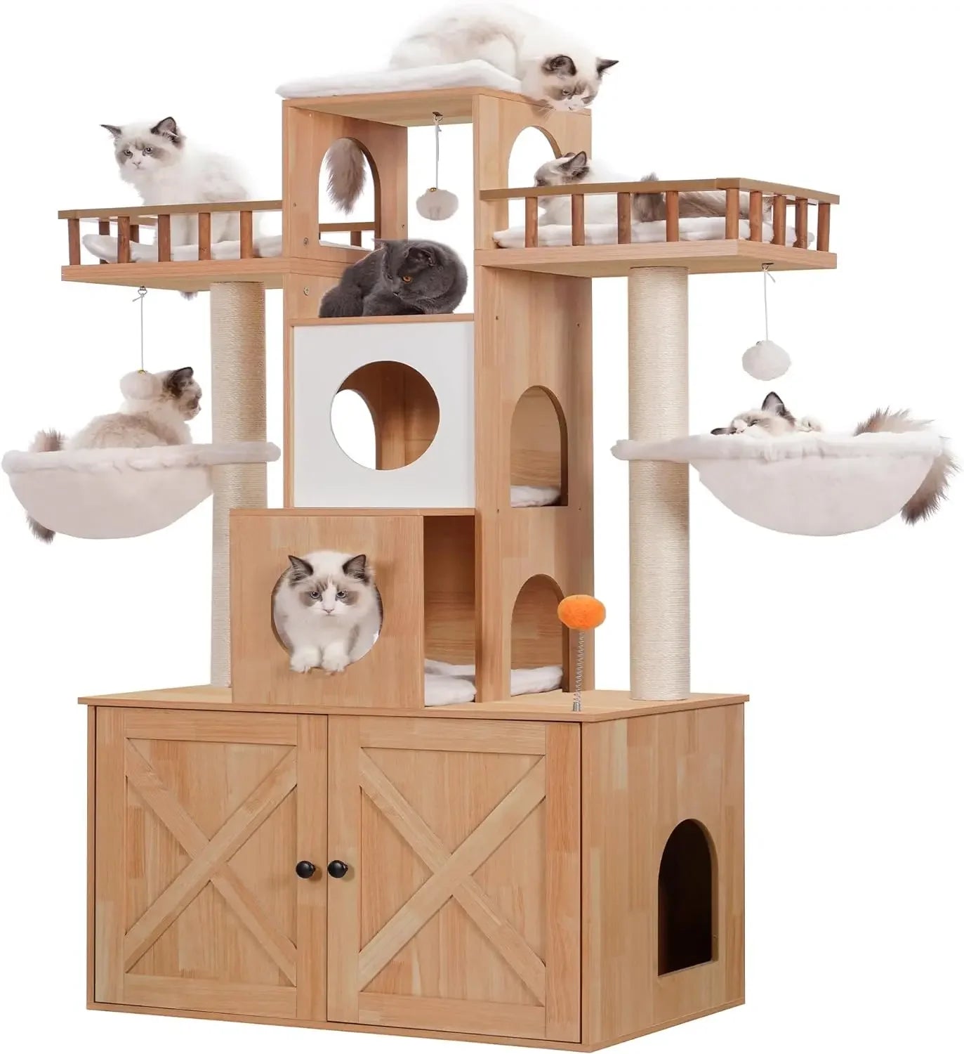 59" Cat Tree with Litter Box