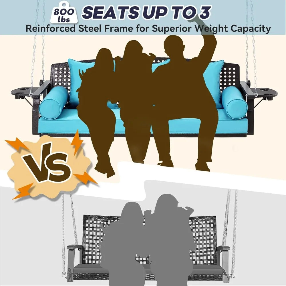 Porch Swing with Cup Holders and Cushions