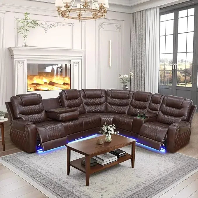 Leather Reclining Sectional Sofa