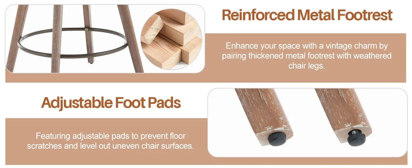 Kitchen Island Leather or Linen Swivel Bar Stools Set