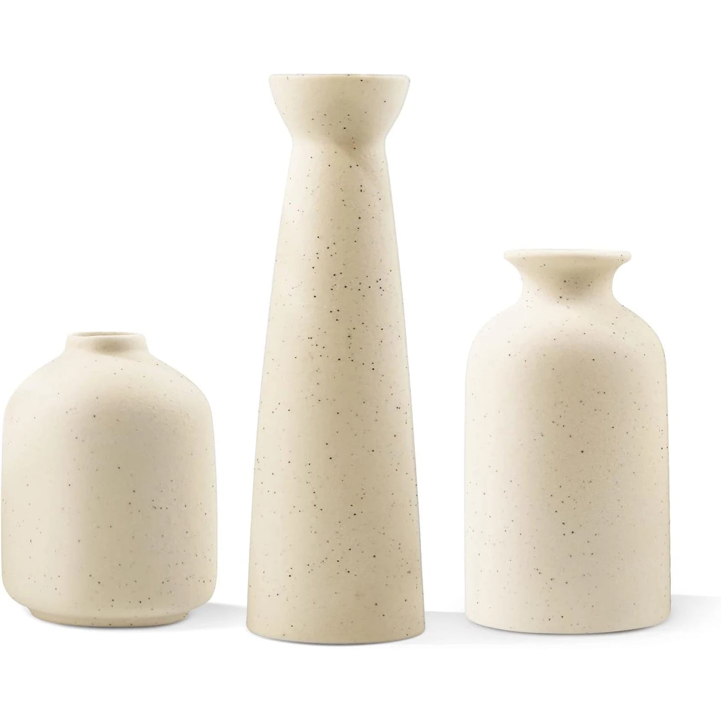 Modern Minimalist Boho Farmhouse Ceramic Vase, Set of 3