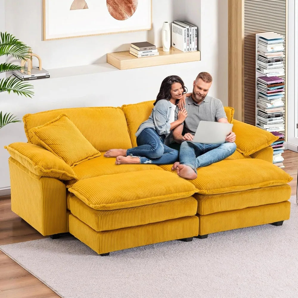 Modern Upholstered Corduroy Sectional Sofa