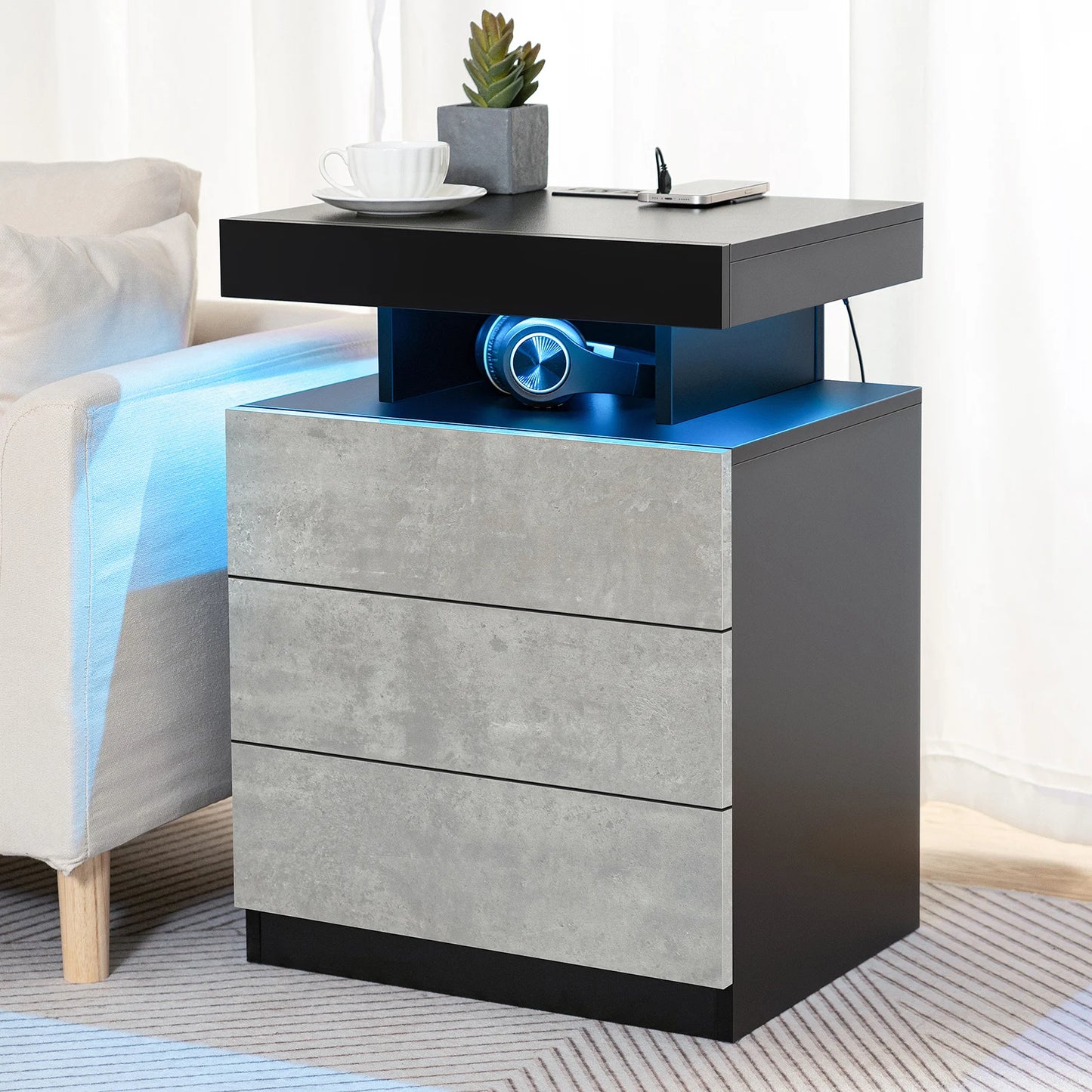 Modern LED Smart Morocco Nightstand