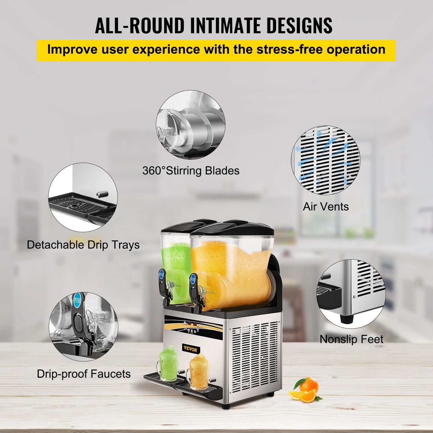 Vevor® 15L Two Tanks Commercial Slushy Machine