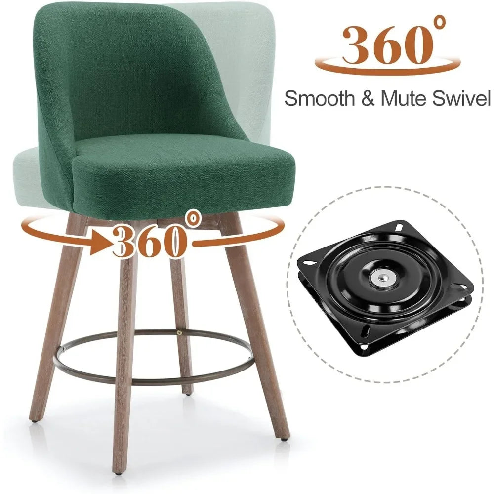 Kitchen Island Leather or Linen Swivel Bar Stools Set