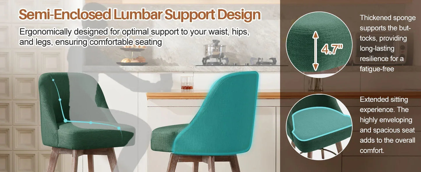 Kitchen Island Leather or Linen Swivel Bar Stools Set