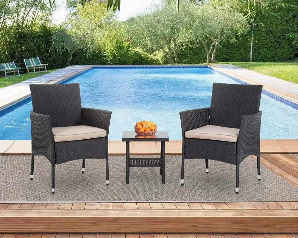 Wicker Bistro Rattan Chair Set