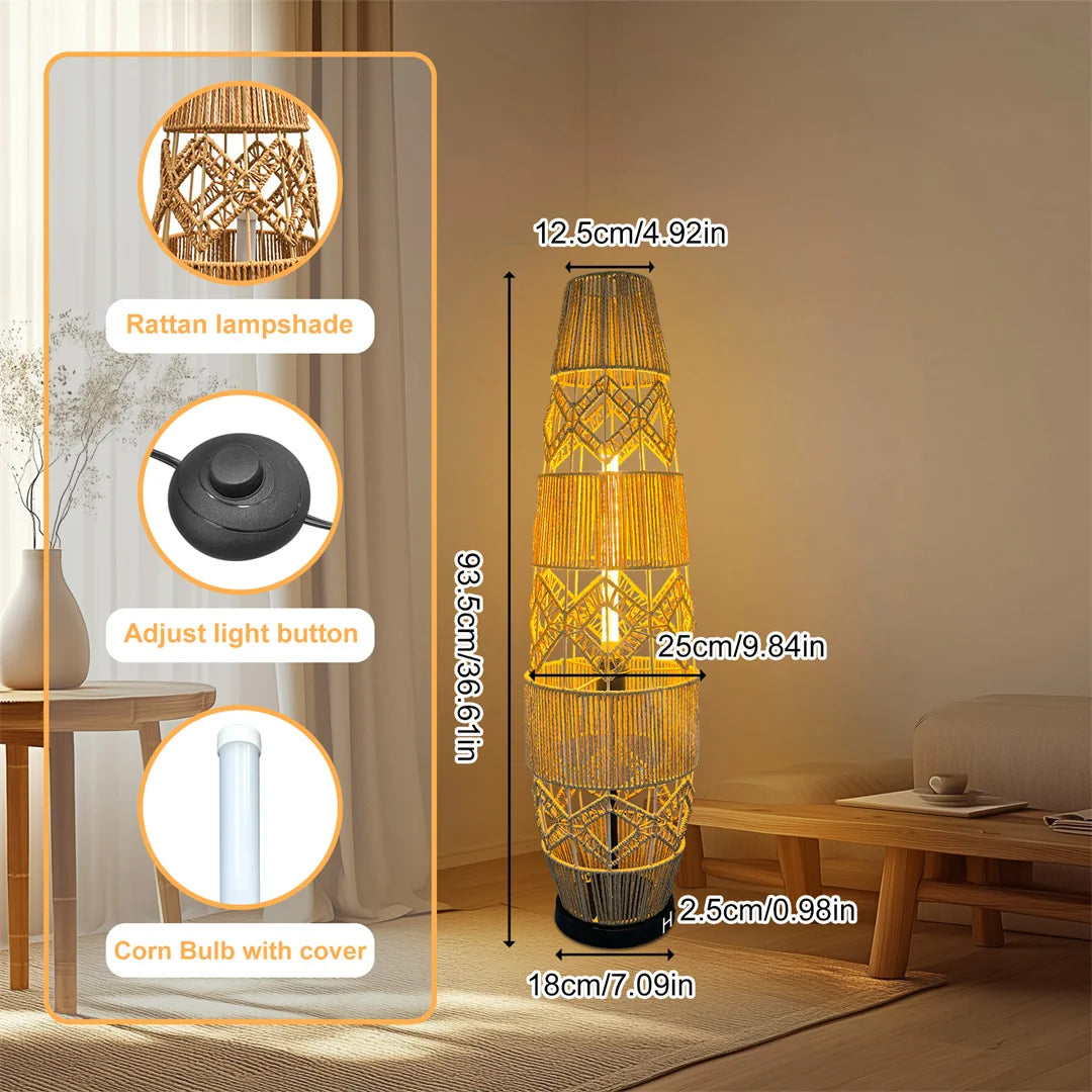 Vintage Rattan Woven Floor Lamp