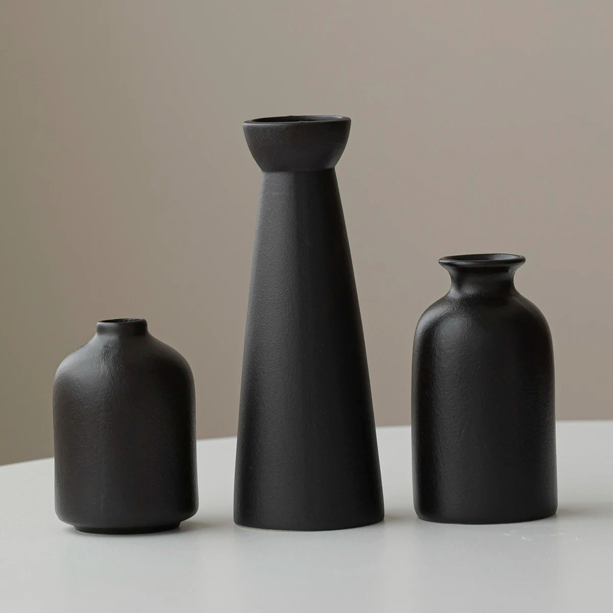 Modern Minimalist Boho Farmhouse Ceramic Vase, Set of 3