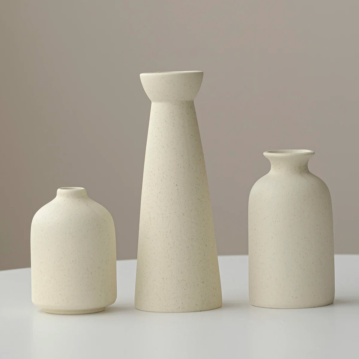 Modern Minimalist Boho Farmhouse Ceramic Vase, Set of 3