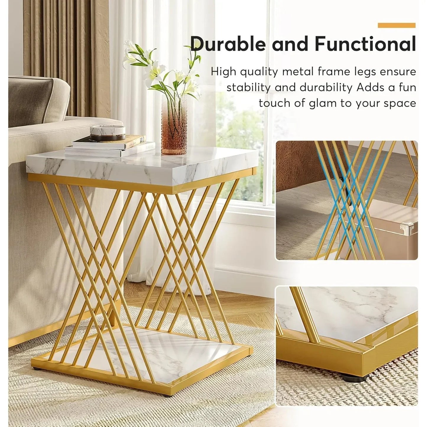 Modern Marble Square End Table