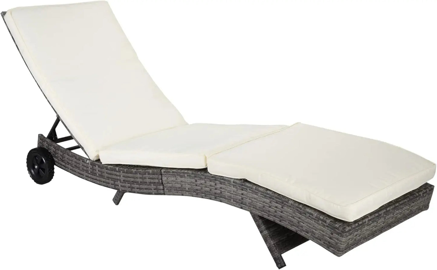 Chaise Lounge Chair with Cushions and Wheels