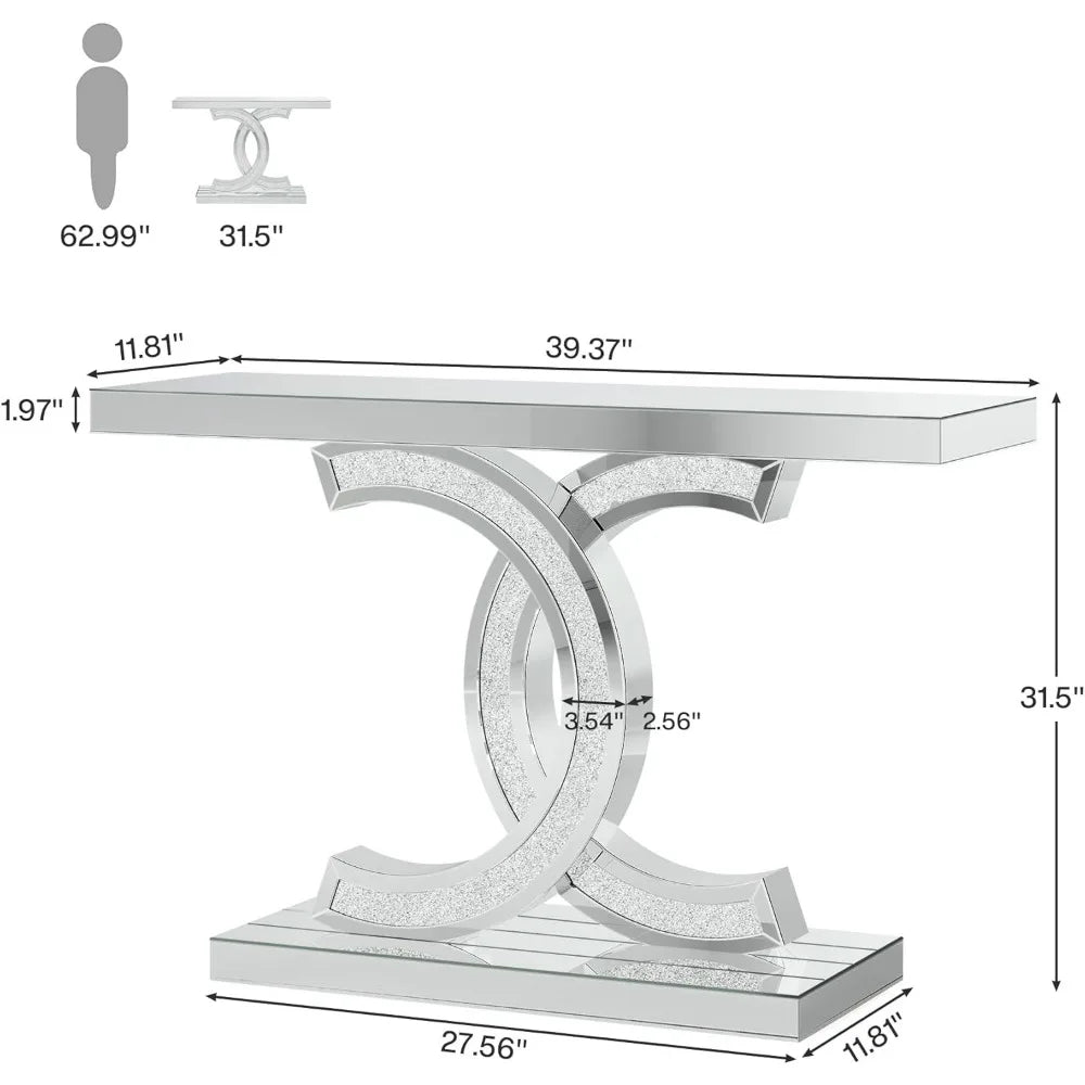 Sparkling Crystal Inlays, Inspired by Chanel Mirrored Console Table