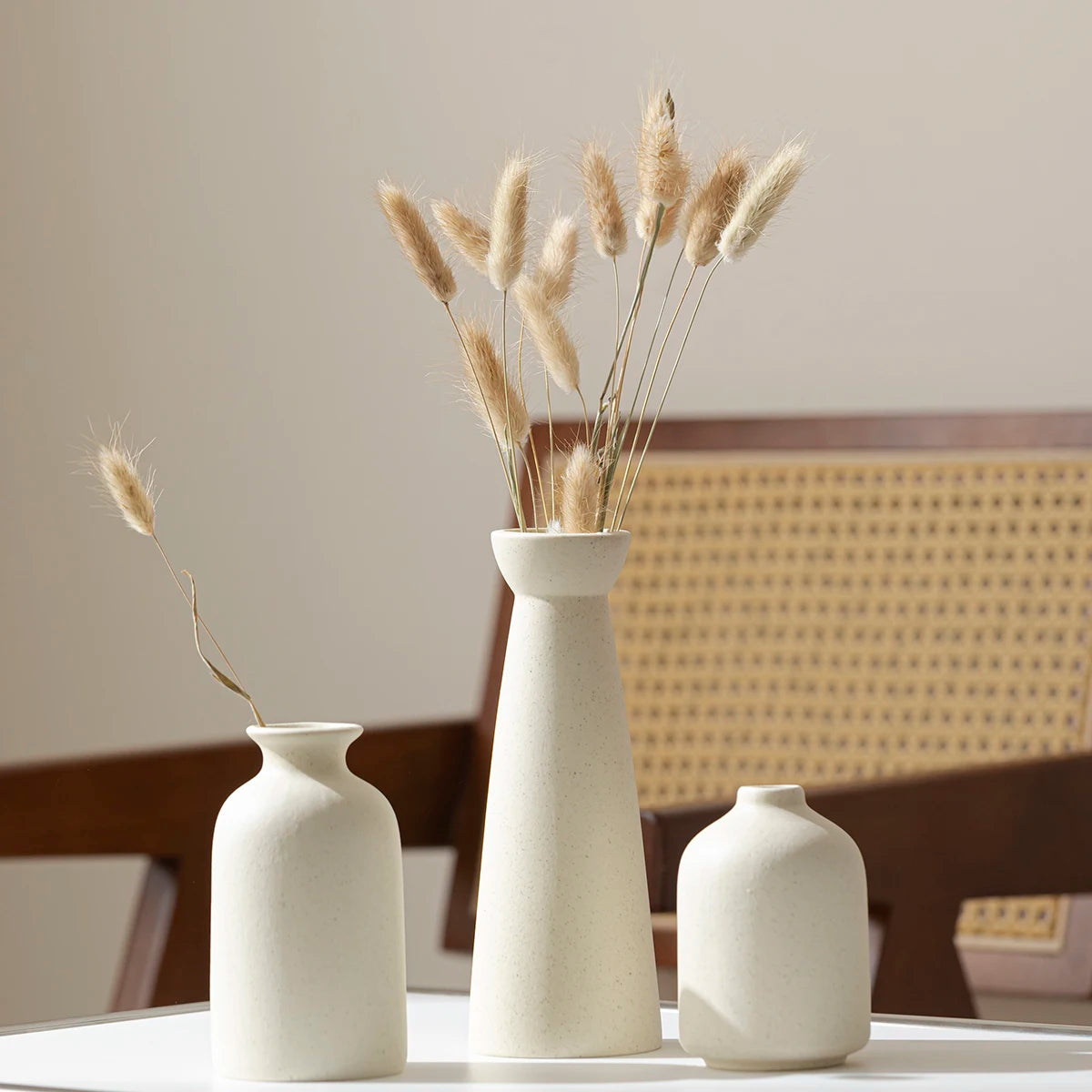 Modern Minimalist Boho Farmhouse Ceramic Vase, Set of 3