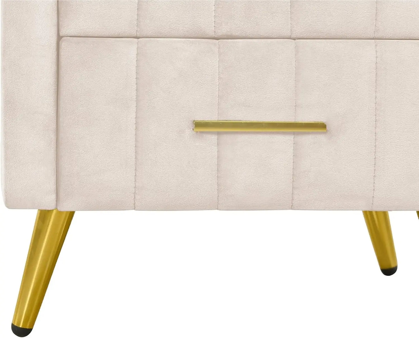 Modern Wooden Velvet Nightstand with 3 Drawers and Marble Top