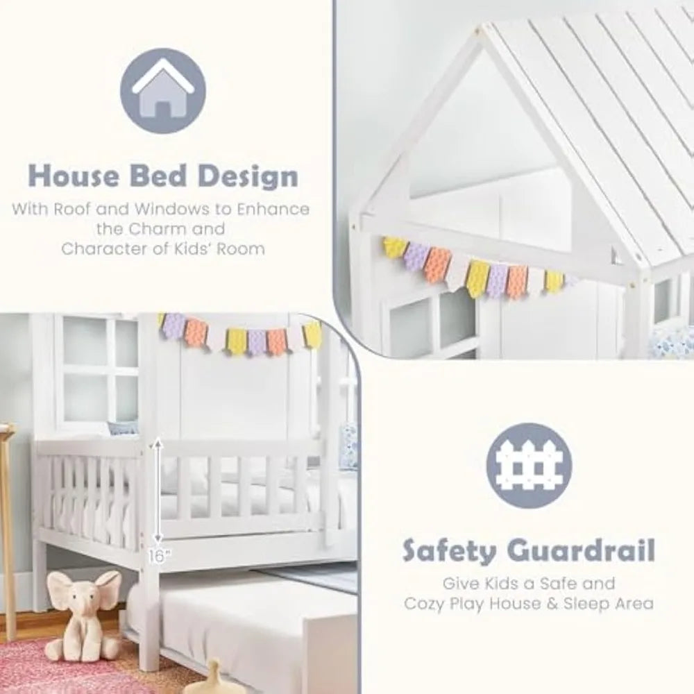 Twin House Bed with Trundle