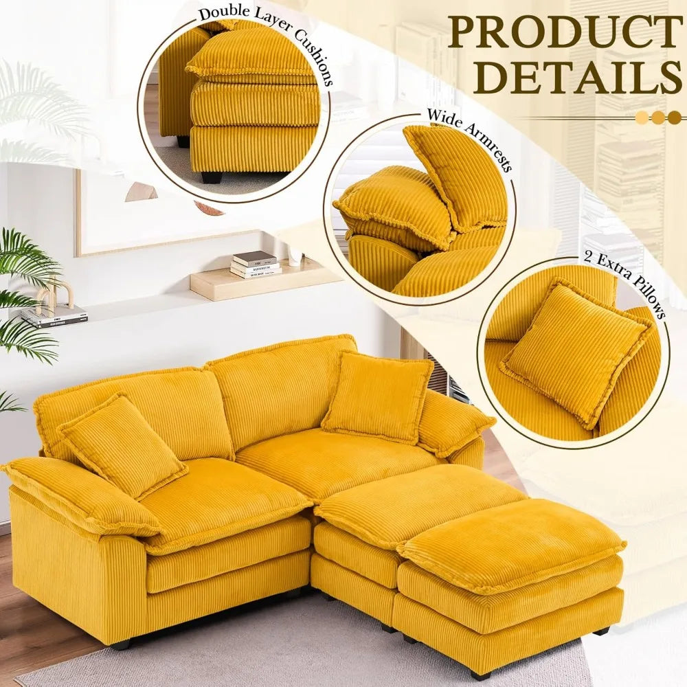 Modern Upholstered Corduroy Sectional Sofa