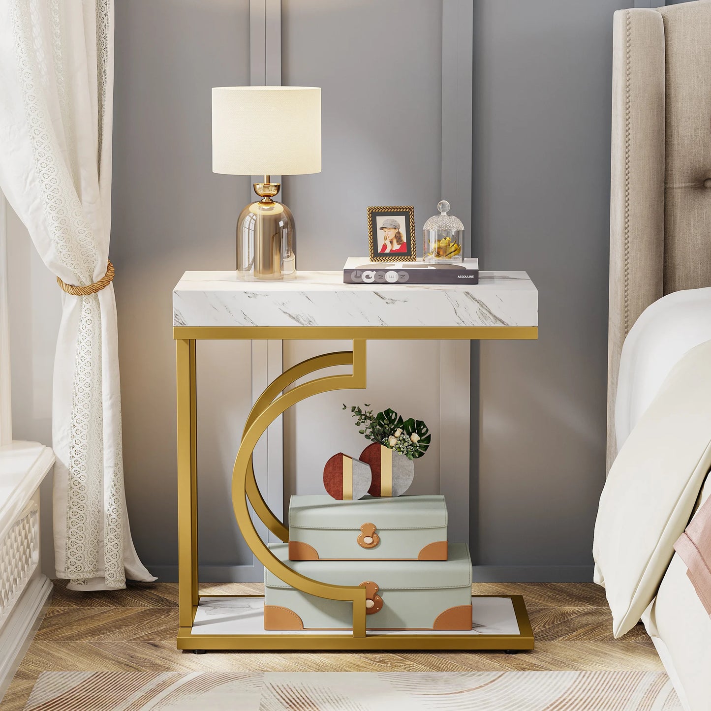 Modern C-Shaped Base End Table