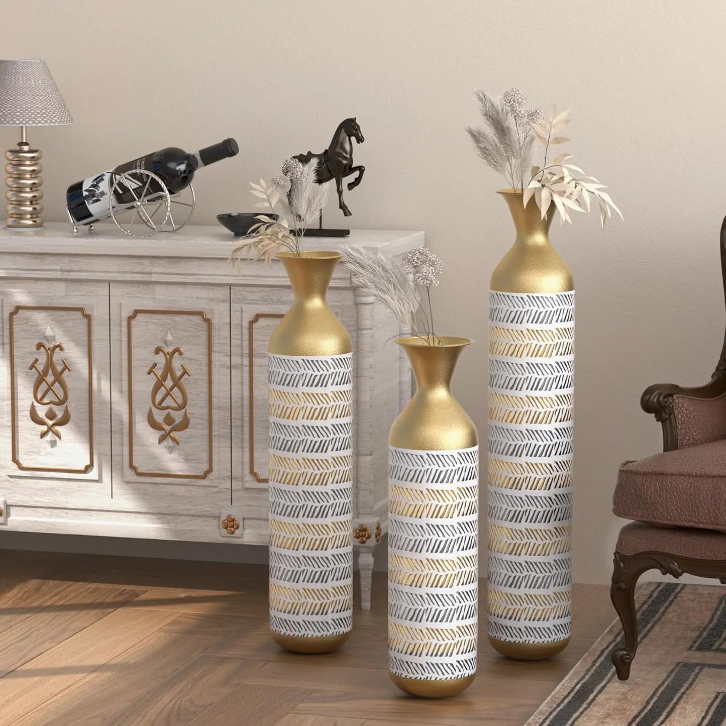 Metal Decorative Vase, Set of 3