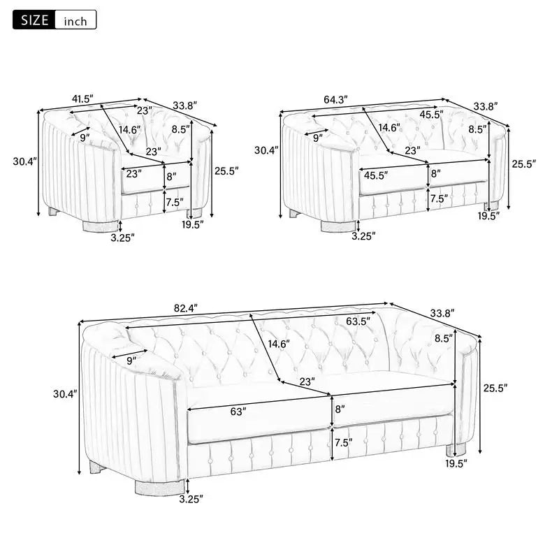 Modern Velvet Upholstered Couch