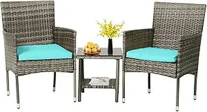 Wicker Bistro Rattan Chair Set