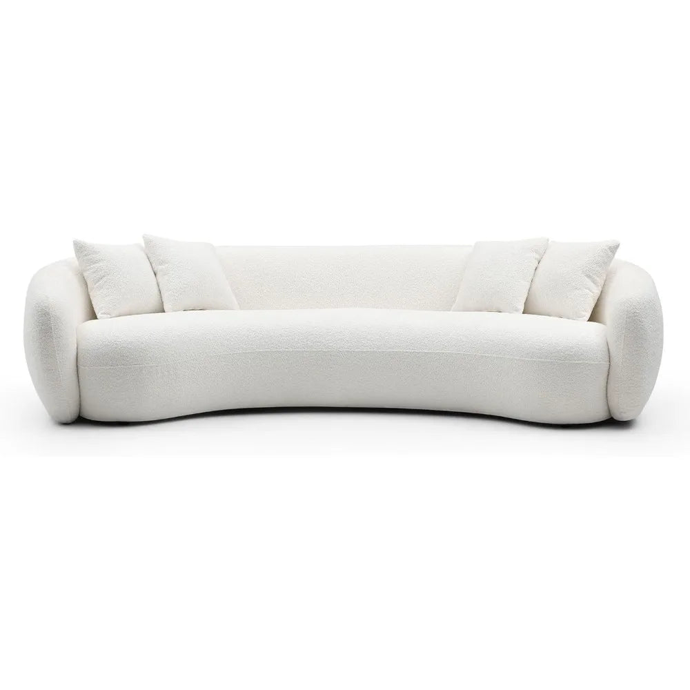 Modern Minimalist Boucle Curved Sofa Couch with Pillows