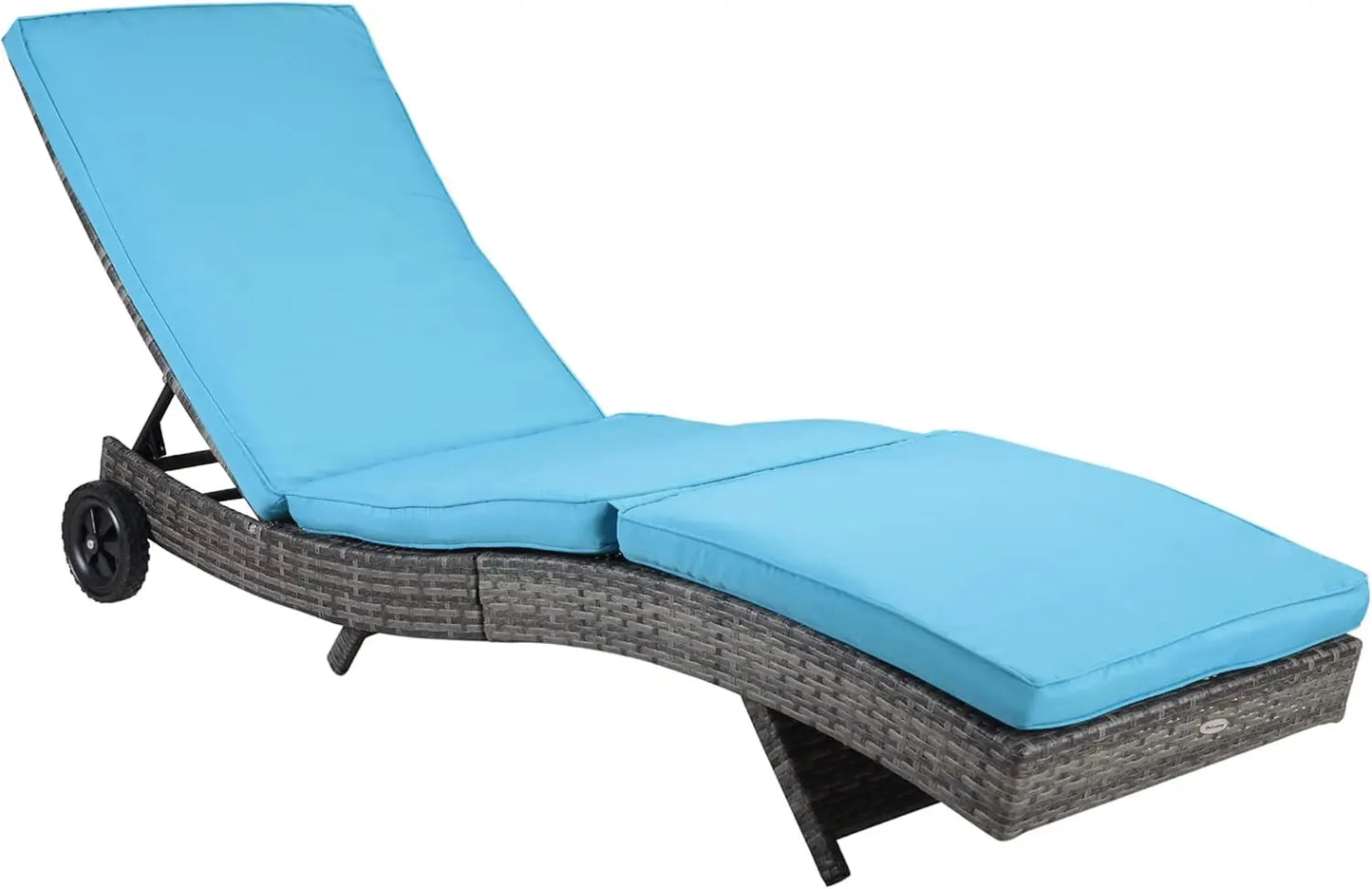 Chaise Lounge Chair with Cushions and Wheels