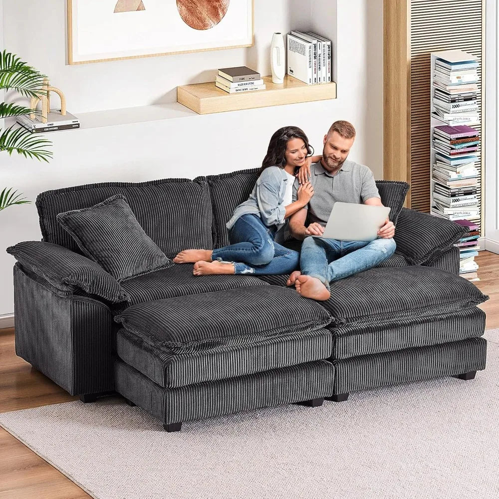 Modern Upholstered Corduroy Sectional Sofa