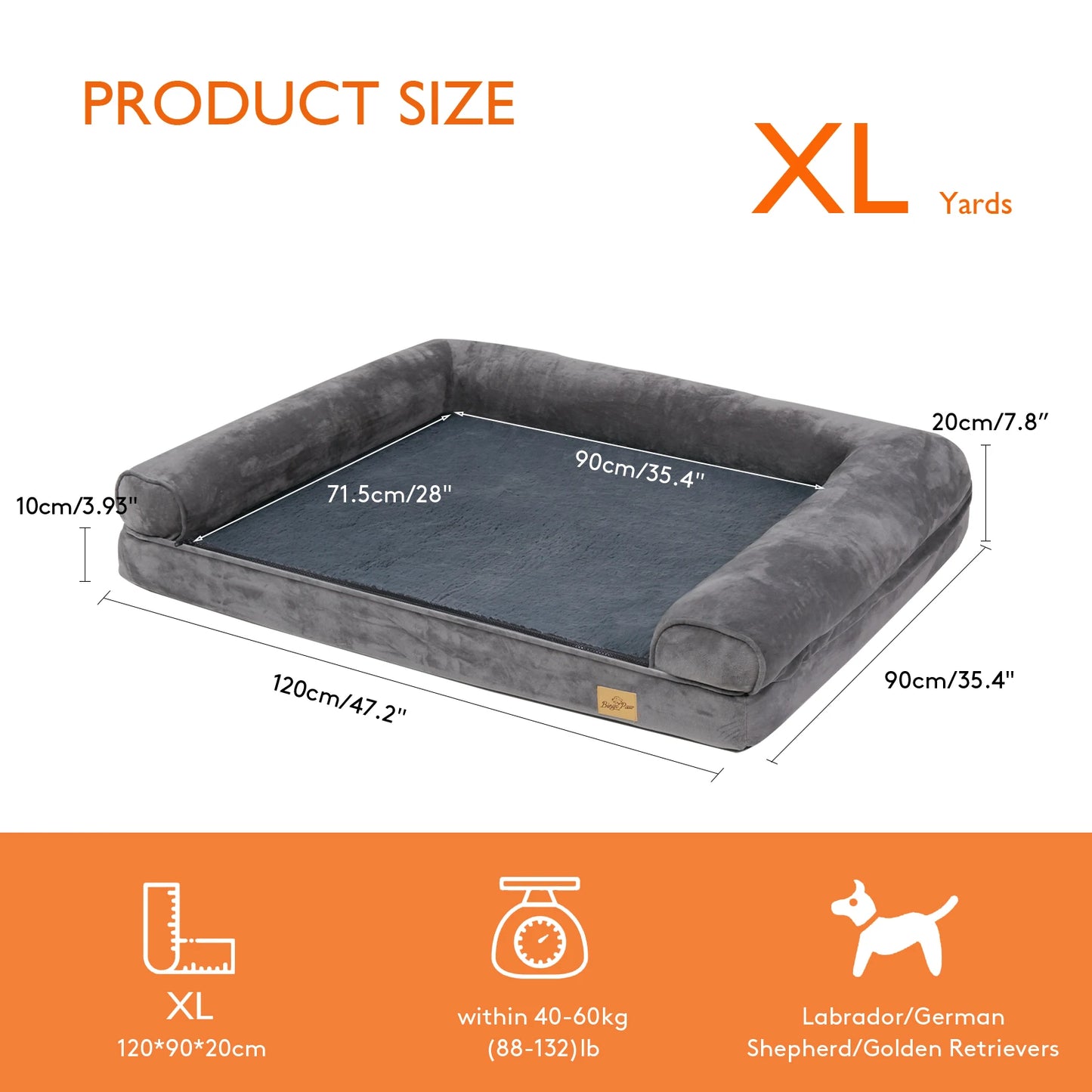 Orthopedic Bed with Removable and Washable Cover