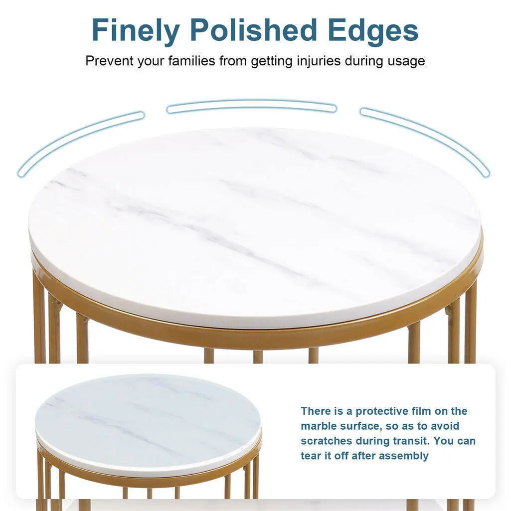 Round White Marble Side Table