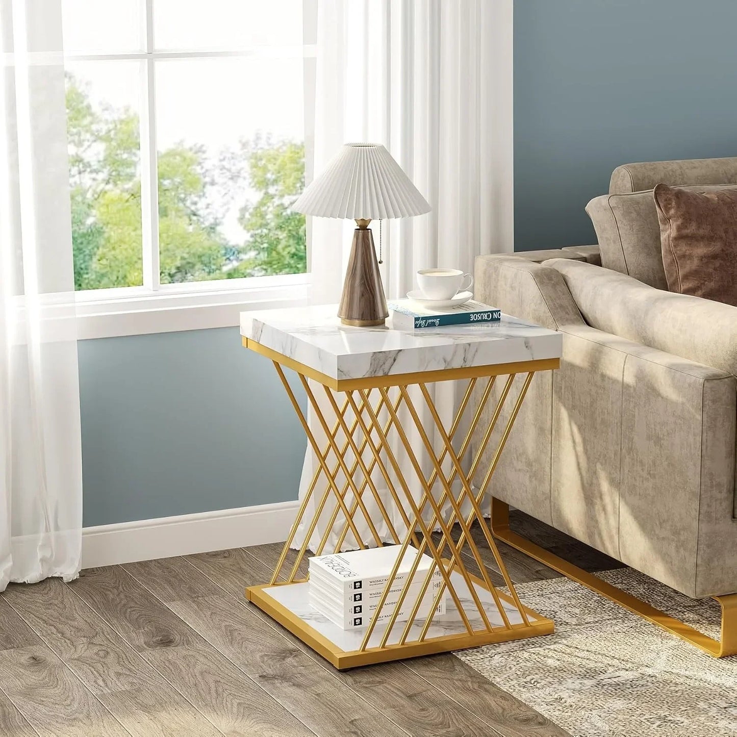 Modern Marble Square End Table