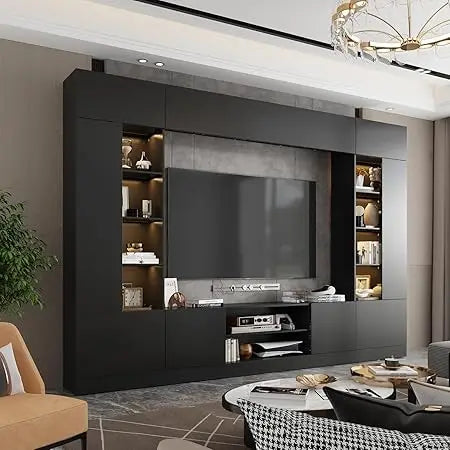 Entertainment Center with Shelves and Lights