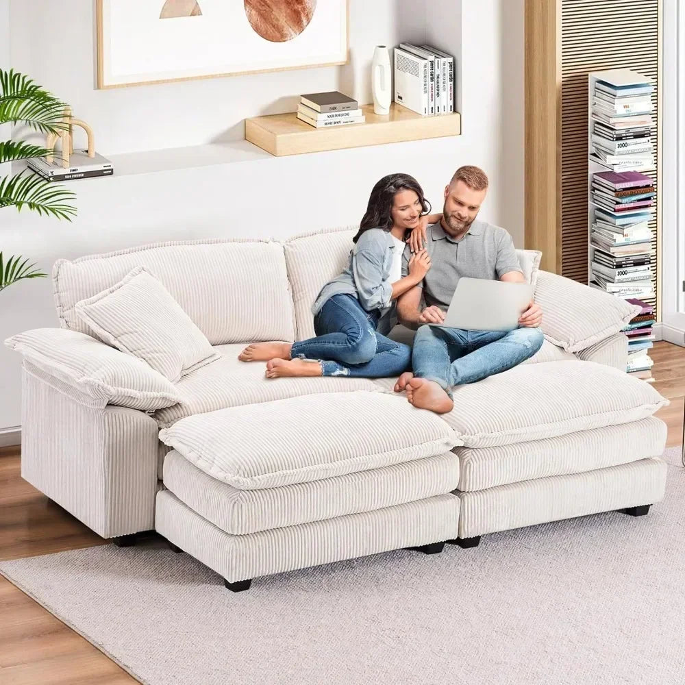 Modern Upholstered Corduroy Sectional Sofa