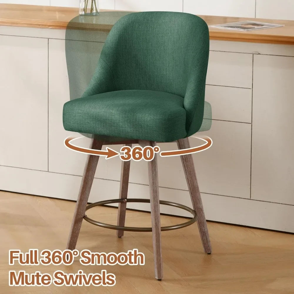 Kitchen Island Leather or Linen Swivel Bar Stools Set