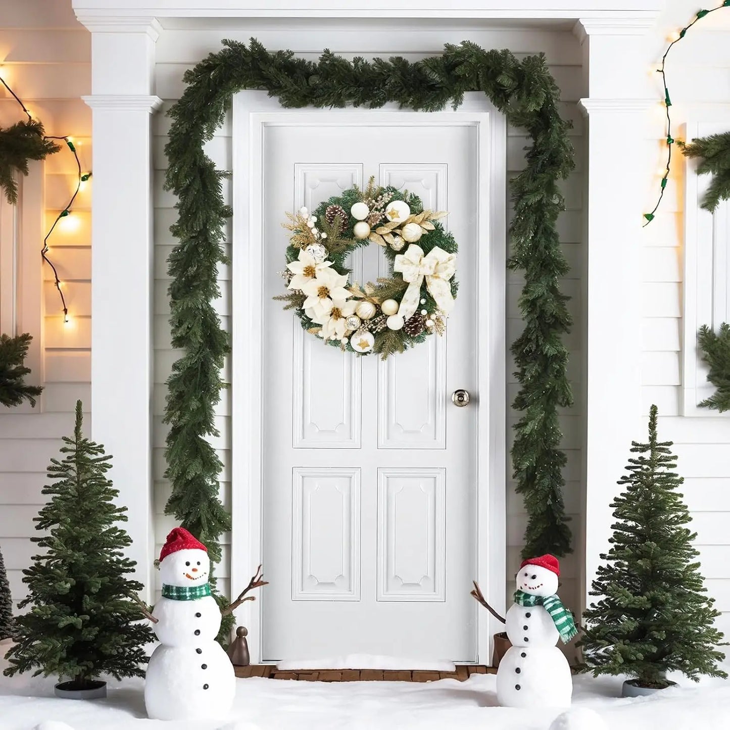 Flower Bowknot, Pine Cone Garland Wreath