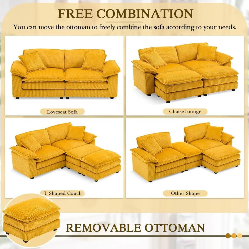 Modern Upholstered Corduroy Sectional Sofa