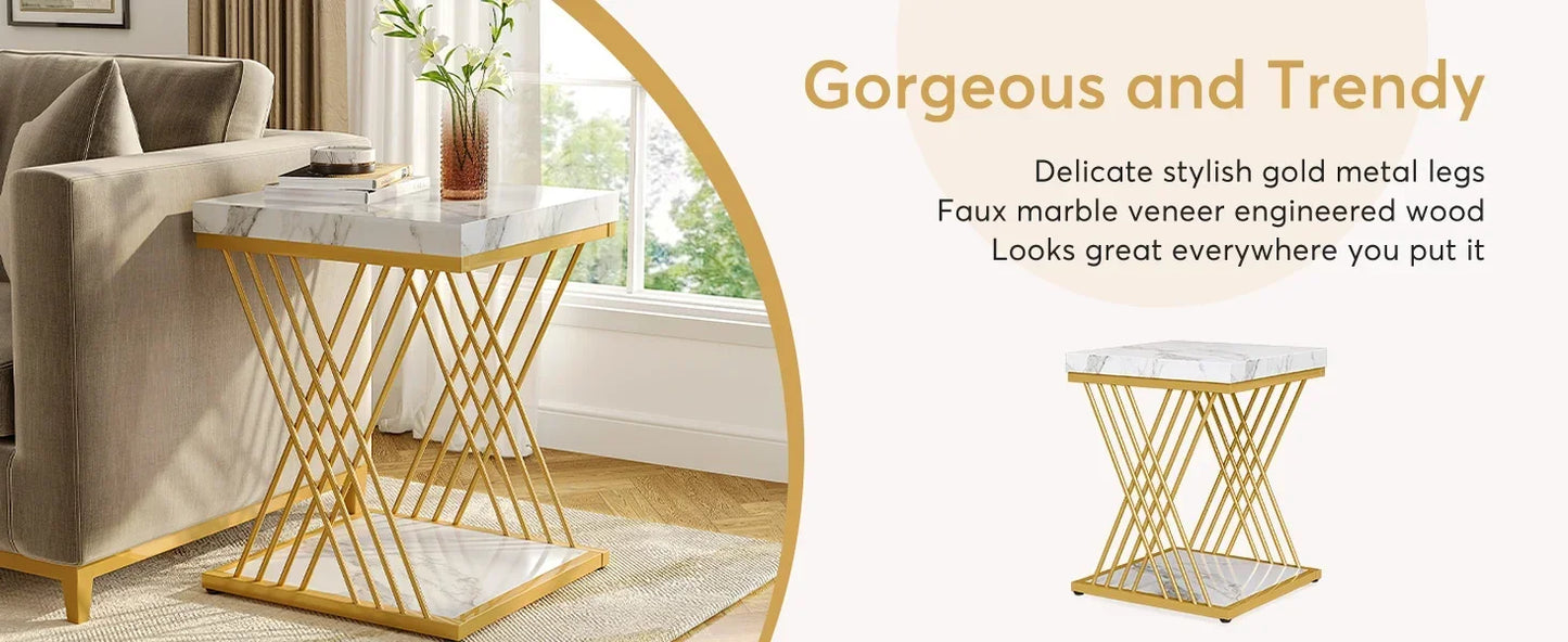 Modern Marble Square End Table