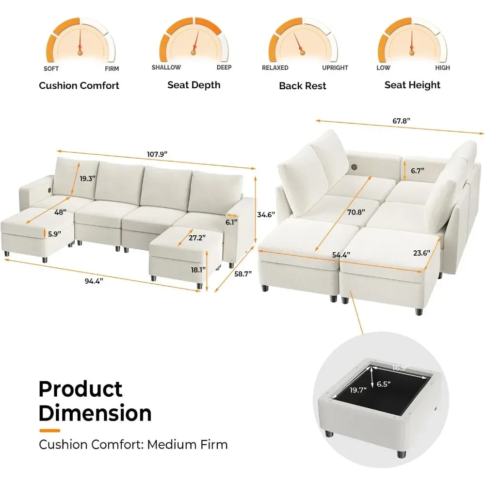 U-Shaped Modular Sectional Sofa