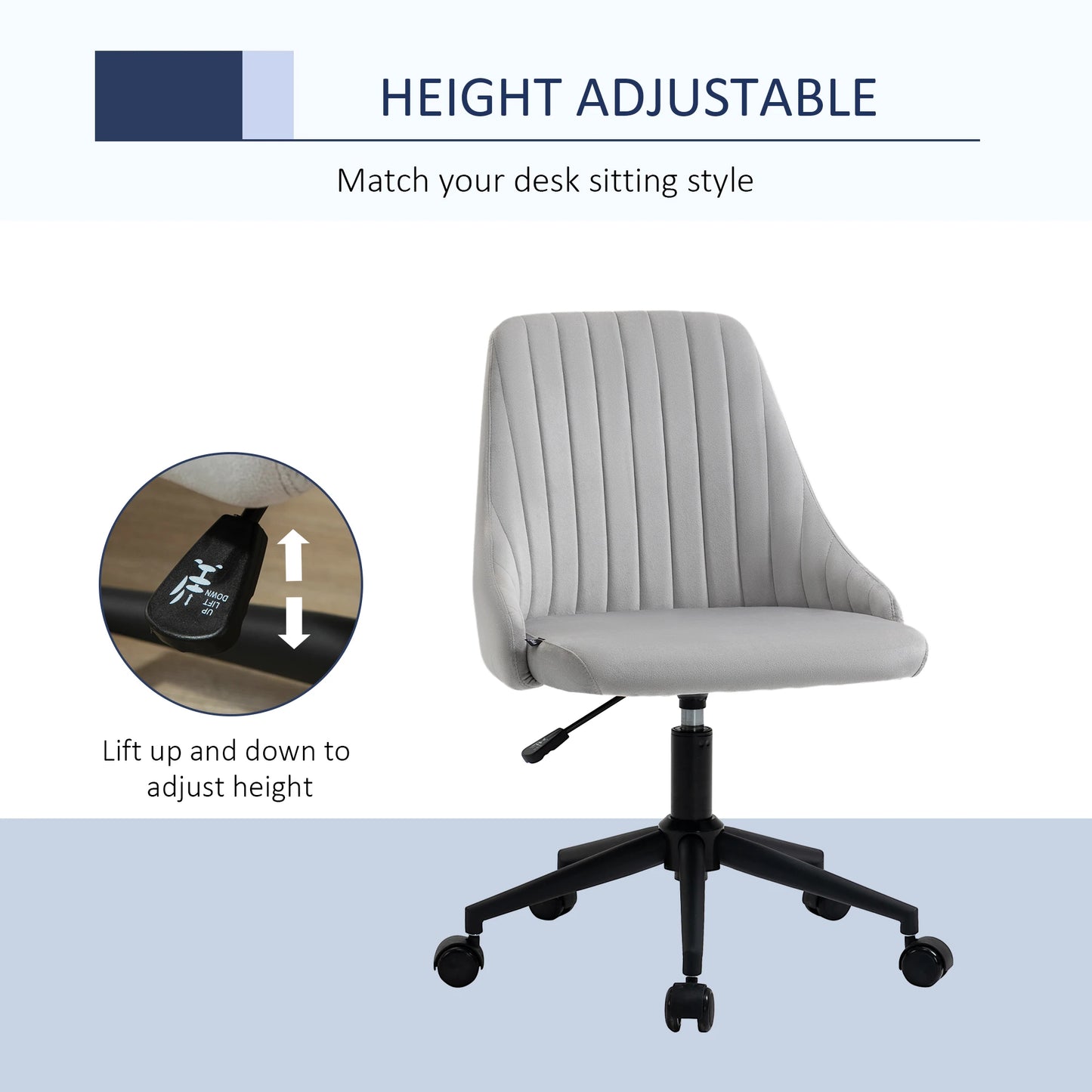 Velvet Upholstery Swivel Office Chair