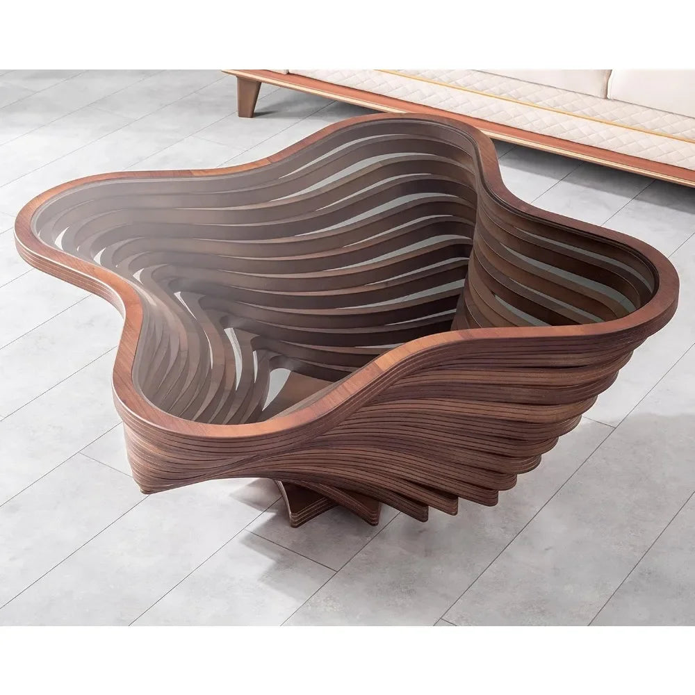Elegant Unique Walnut Coffee Table