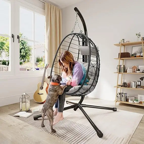 Hanging Egg Chair Stand with Cushions