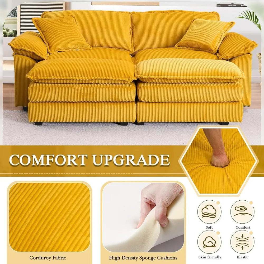 Modern Upholstered Corduroy Sectional Sofa