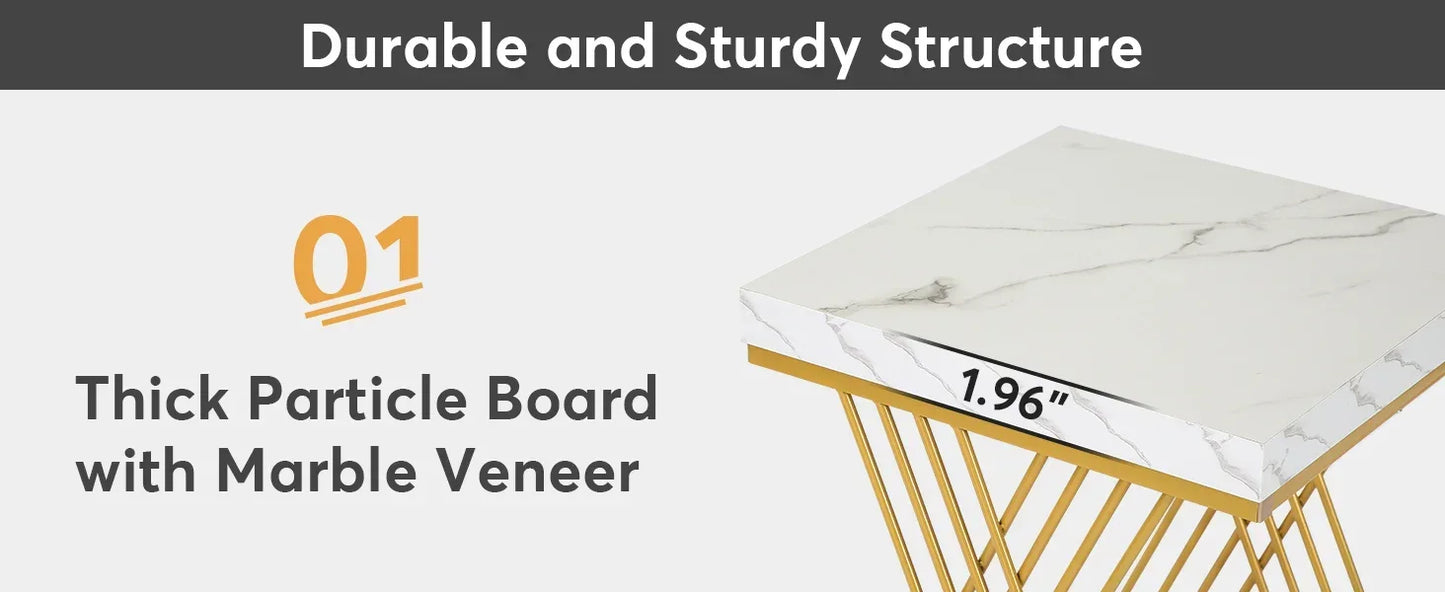 Modern Marble Square End Table