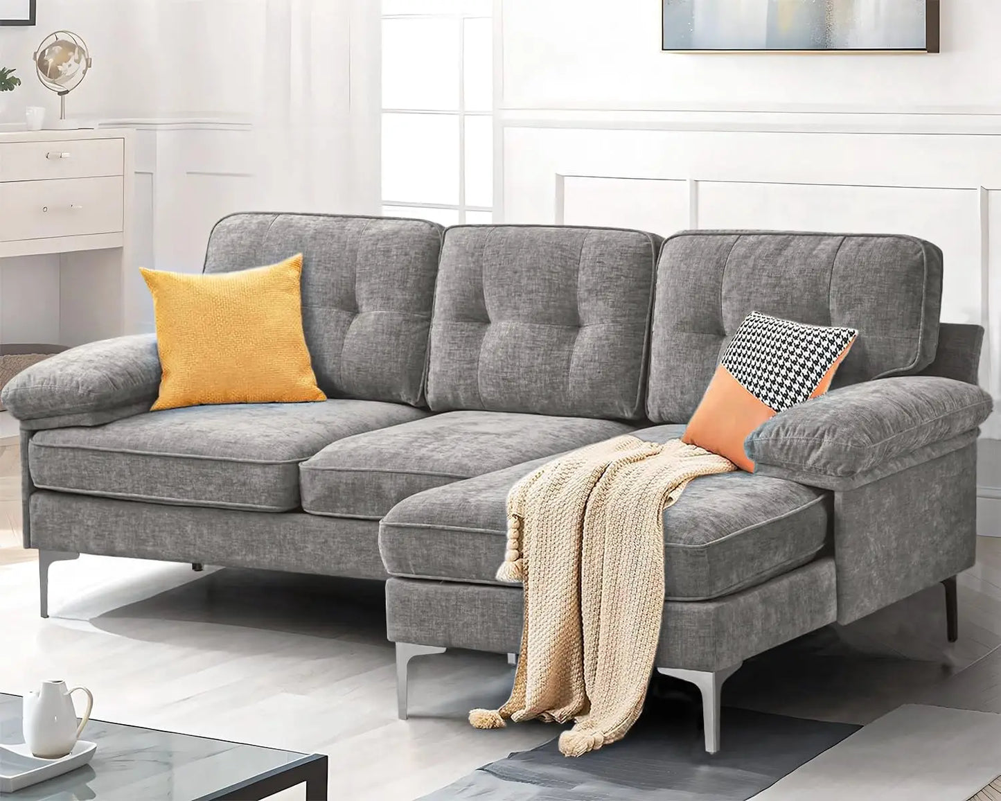 Modern Chenille Sectional Sofa